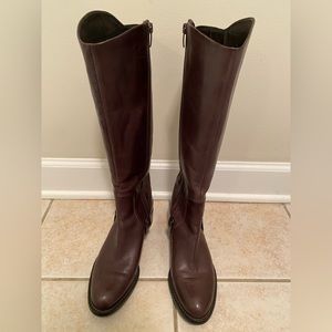 Via Spiga Brown Leather Zipper Boots Size 7.5M